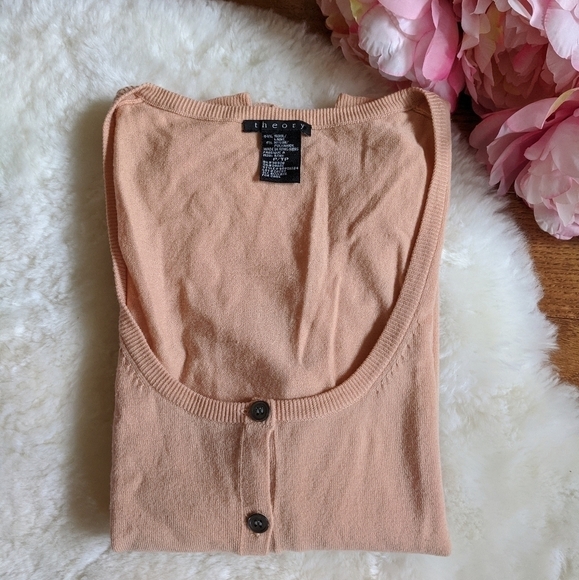 theory knit cardigan sweater wool xs peach - Picture 1 of 5